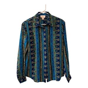 Christie & Jill 100% Silk button down shirt Long Sleeve size 8